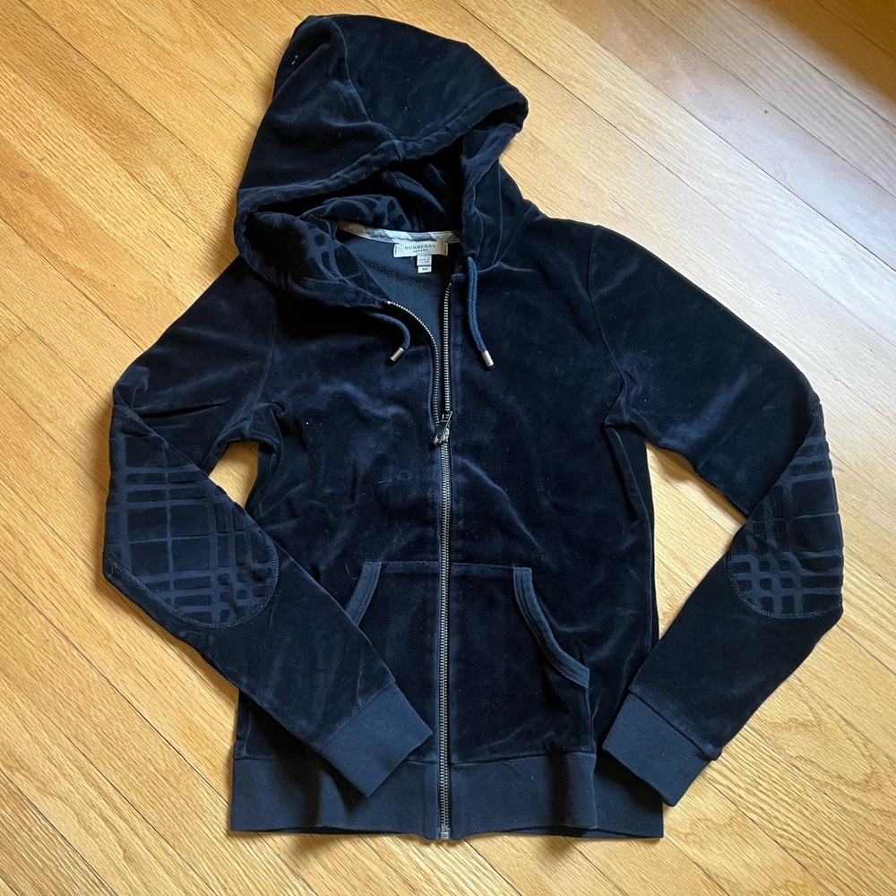 Burberry Velour Hooded Sweatshirt